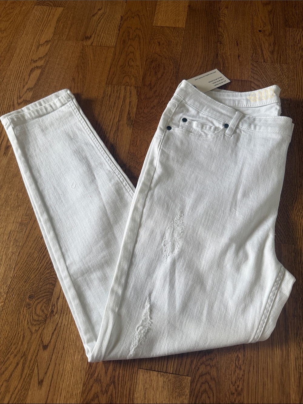 Matilda Jane White Skinny Jeans with Subtle Distress